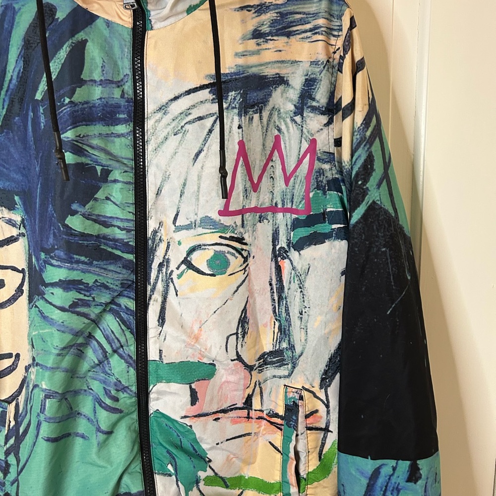 MEMBERS ONLY JEAN MICHEL BASQUIAT HOODED WINDBREAKER SIZE SMALL - Picture 2 of 12